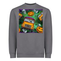 Storm halloween bus and pumpkin seamless pattern Heavyweight Sweatshirt - BundleAndBundleShop