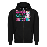 Black sparkle like a unicorn Zipper Hoodie - NancyCooperArtShop