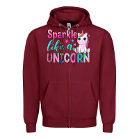 Burgundy sparkle like a unicorn Zipper Hoodie - NancyCooperArtShop