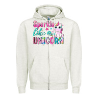 Oatmeal Heather sparkle like a unicorn Zipper Hoodie - NancyCooperArtShop