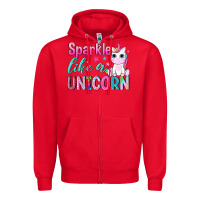 Red sparkle like a unicorn Zipper Hoodie - NancyCooperArtShop