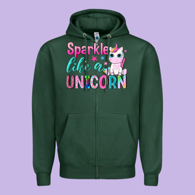 Sparkle Like A Unicorn Zipper Hoodie Designed By Nancycooperartshop