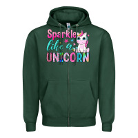 Sports Green sparkle like a unicorn Zipper Hoodie - NancyCooperArtShop