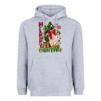 Heather Grey merry christmas penguin Heavyweight Hoodie - LillyAllenDesigns