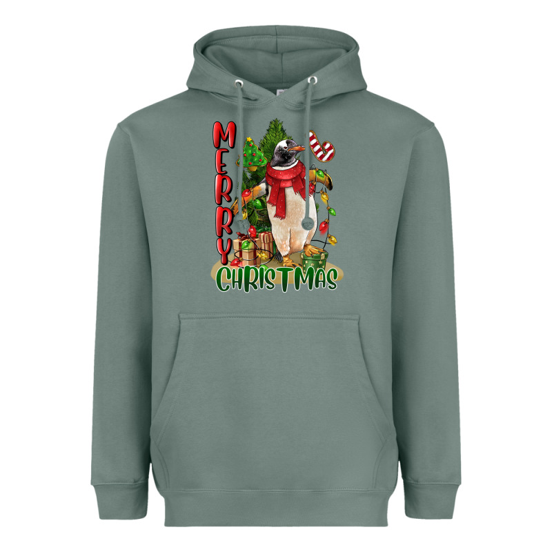 Merry Christmas Penguin Heavyweight Hoodie by LillyAllenDesigns | Teevron