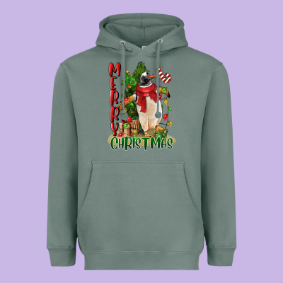 Merry Christmas Penguin Heavyweight Hoodie Designed By Lillyallendesigns