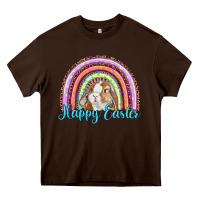 Chocolate Brown happy easter rainbow bunny Heavy Core Tee - RanaPortraitStore