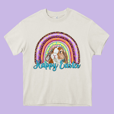 Heavy Core Tee happy easter rainbow bunny