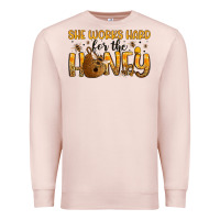 Pale Pink she works hard for the honey Premium Sweatshirt - Artiststas
