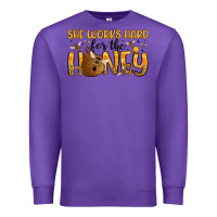 Purple she works hard for the honey Premium Sweatshirt - Artiststas