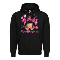 Black small business messy bun Zipper Hoodie - NancyCooperArtShop