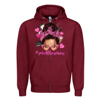 Burgundy small business messy bun Zipper Hoodie - NancyCooperArtShop