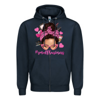 Navy small business messy bun Zipper Hoodie - NancyCooperArtShop