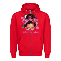 Red small business messy bun Zipper Hoodie - NancyCooperArtShop
