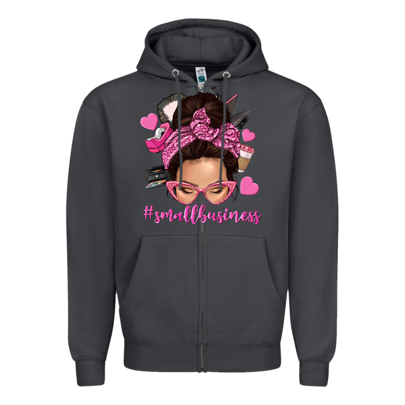 Small Business Messy Bun Zipper Hoodie by NancyCooperArtShop | Teevron