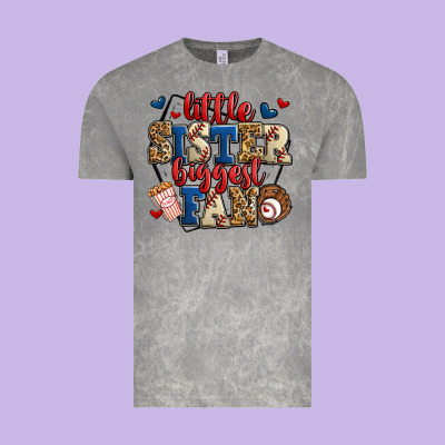 Little Sister Biggest Fan Baseball Vintage Tee Designed By Jasminsmagicworld