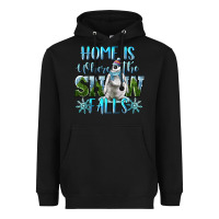 Black Home Is Where The Snow Falls Winter Penguin Heavyweight Hoodie - LillyAllenDesigns
