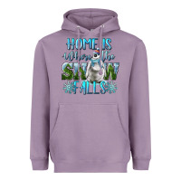 Lavender Home Is Where The Snow Falls Winter Penguin Heavyweight Hoodie - LillyAllenDesigns