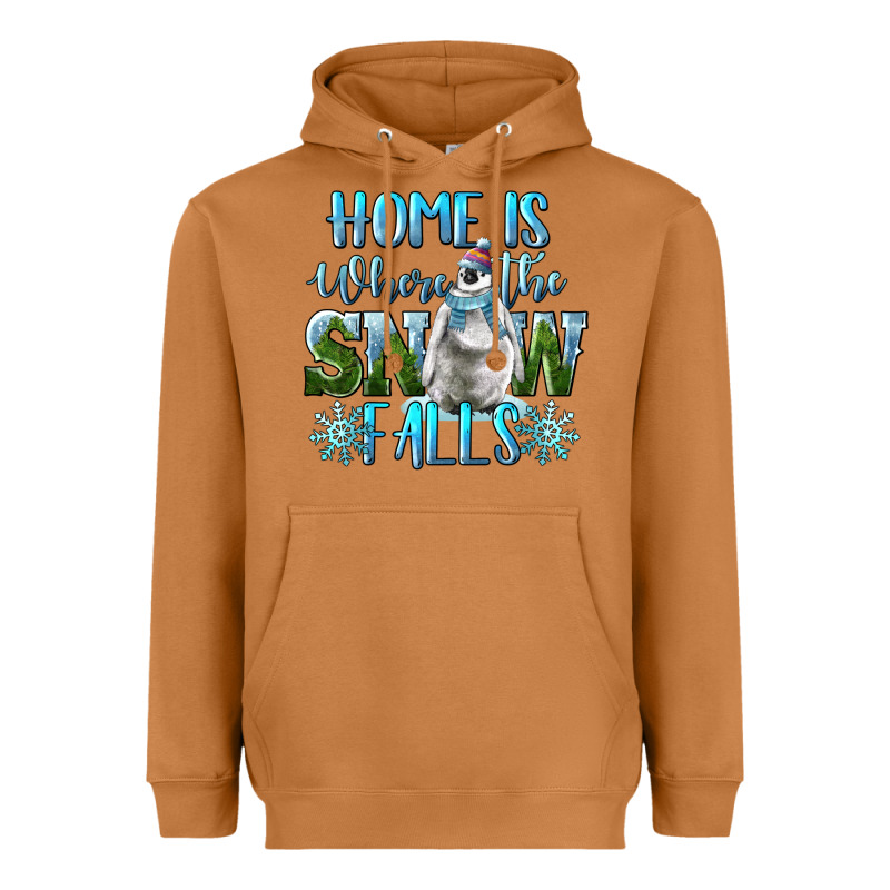 Home Is Where The Snow Falls Winter Penguin Heavyweight Hoodie by LillyAllenDesigns | Teevron