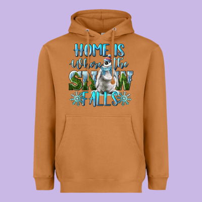Home Is Where The Snow Falls Winter Penguin Heavyweight Hoodie Designed By Lillyallendesigns
