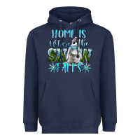 Navy Home Is Where The Snow Falls Winter Penguin Heavyweight Hoodie - LillyAllenDesigns
