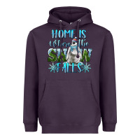 Plum Home Is Where The Snow Falls Winter Penguin Heavyweight Hoodie - LillyAllenDesigns