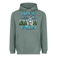 Sage Home Is Where The Snow Falls Winter Penguin Heavyweight Hoodie - LillyAllenDesigns