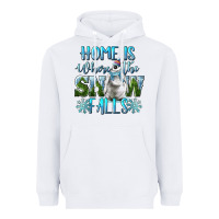 White Home Is Where The Snow Falls Winter Penguin Heavyweight Hoodie - LillyAllenDesigns