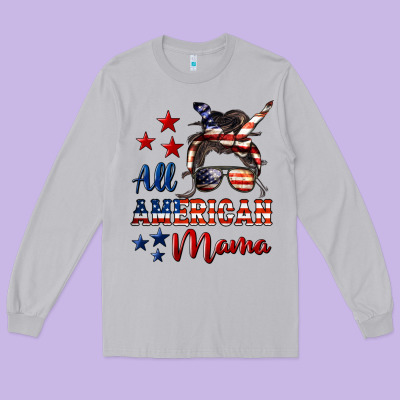 All American Mama Long Sleeve Tee Designed By Lillyallendesigns