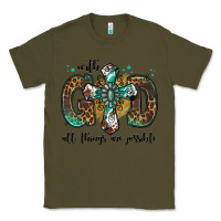 Army Green with god all things are possible gemstone cross Classic Tee - Jasminsmagicworld