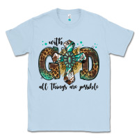 Dusty Blue with god all things are possible gemstone cross Classic Tee - Jasminsmagicworld