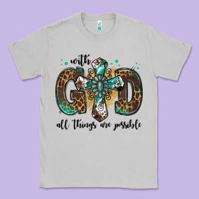 With God All Things Are Possible Gemstone Cross Classic Tee Designed By Jasminsmagicworld