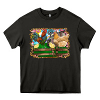 Asphalt Happy easter rooster chicken and chick Heavy Core Tee - RanaPortraitStore