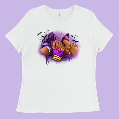 Ladies Tee Halloween sneaker and heel afro woman