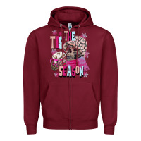 Burgundy tis the season winter skull Zipper Hoodie - NancyCooperArtShop