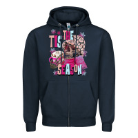 Navy tis the season winter skull Zipper Hoodie - NancyCooperArtShop