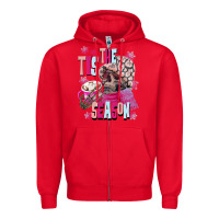 Red tis the season winter skull Zipper Hoodie - NancyCooperArtShop