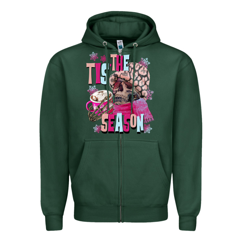 Tis The Season Winter Skull Zipper Hoodie by NancyCooperArtShop | Teevron