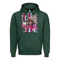 Sports Green tis the season winter skull Zipper Hoodie - NancyCooperArtShop