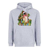Heather Grey Merry Christmas Penguin Heavyweight Hoodie - LillyAllenDesigns