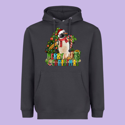 Merry Christmas Penguin Heavyweight Hoodie Designed By Lillyallendesigns