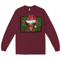 Burgundy christmas leopard buffalo plaid baby highland cow Long Sleeve Tee - BarkalooDesign