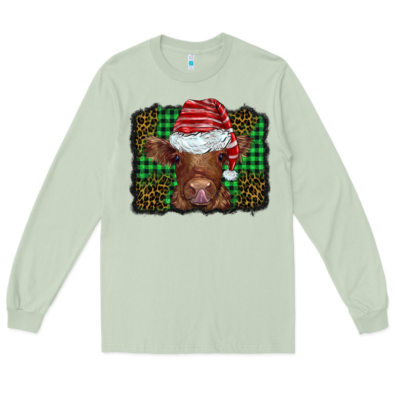 Christmas Leopard Buffalo Plaid Baby Highland Cow Long Sleeve Tee by BarkalooDesign | Teevron