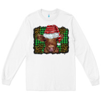White christmas leopard buffalo plaid baby highland cow Long Sleeve Tee - BarkalooDesign
