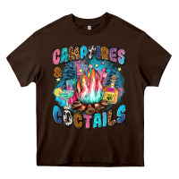 Chocolate Brown campfires and coctails Heavy Core Tee - Zillion Design Studio