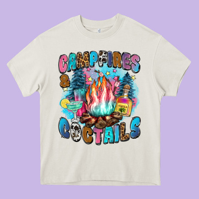 Campfires And Coctails Heavy Core Tee Designed By Zillion Design Studio