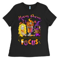 Black Hocus pocus i need coffee to focus Ladies Tee - RanaPortraitStore