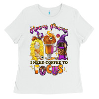 White Hocus pocus i need coffee to focus Ladies Tee - RanaPortraitStore