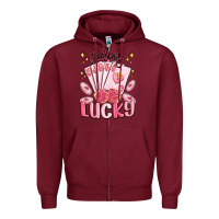 Burgundy feeling lucky Zipper Hoodie - MaliasSmallBusiness
