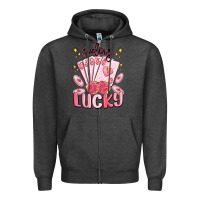 Charcoal Heather feeling lucky Zipper Hoodie - MaliasSmallBusiness